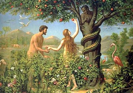 Adam och Eva i paradiset med ormen